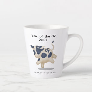 Caneca De Café Latte Ano do Ox Cute Zodiac Animal 2021