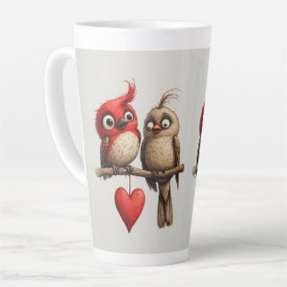 Caneca De Café Latte Ano Novo, Amor, Pássaros