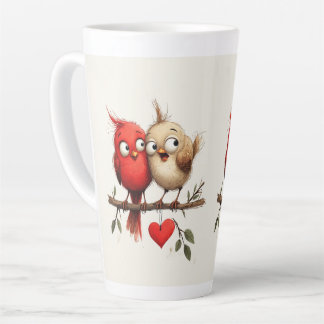 Caneca De Café Latte Ano Novo, Amor, Pássaros