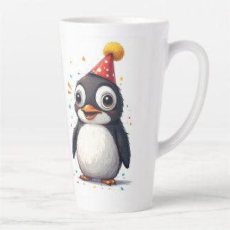 Caneca De Café Latte Ano novo, amor, pássaros, pinguins