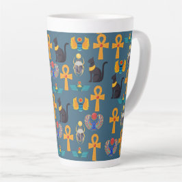 Caneca De Café Latte Antique Egypt Pattern, Hieroglyphics digital paper