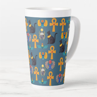 Caneca De Café Latte Antique Egypt Pattern, Hieroglyphics digital paper
