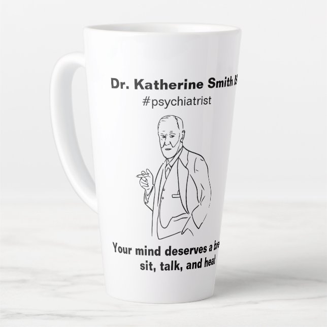 Caneca De Café Latte ANTISTRESS Freud Psychiatry Therapy Clinic Health (Ângulo esquerdo)