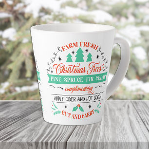Caneca De Café Latte Anúncio de Árvores de Natal de Corte Retrófico
