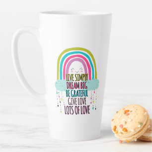 Caneca De Café Latte Ao Vivo Sonhe Grande Seja Grata Dê Amor