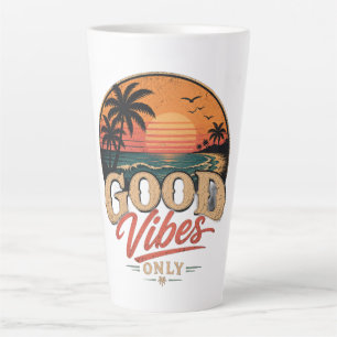 Caneca De Café Latte Apenas Boas Vibrações Design Retro Pôr do Sol