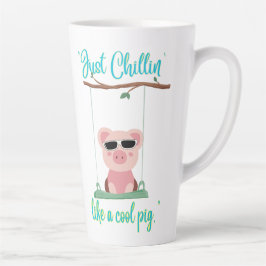 Caneca De Café Latte apenas relaxando - citação de porco