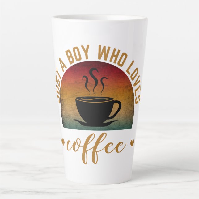 CANECA DE CAFÉ LATTE APENAS UM GAROTO QUE ADORA CAFÉ (Frente)