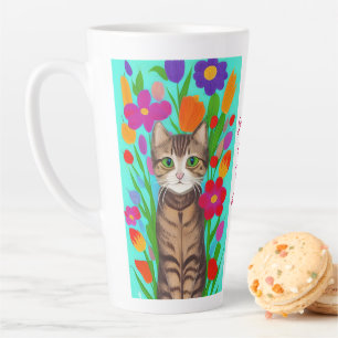 Caneca De Café Latte Apenas uma garota que ama gatos   Arte Folclórica