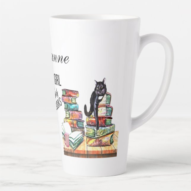 Caneca De Café Latte Apenas Uma Menina Que Gosta De Gatos E Livros (Direita)