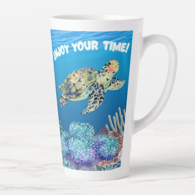 Caneca De Café Latte Aproveite a tartaruga (Direita)