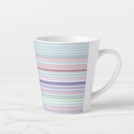 Caneca De Café Latte Aqua, Blush and Lavender Stripes