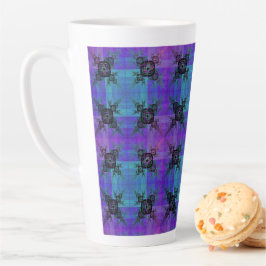 Caneca De Café Latte Aqua e Lilac Fractal Joy Latte Mug