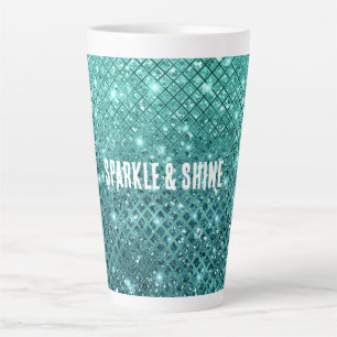 Caneca De Café Latte Aqua Green Sparkle