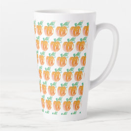 Caneca De Café Latte Aquarela Abóboras de Outono Laranja Padrão