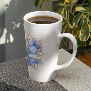 Caneca De Café Latte Aquarela Aquário Astrologia Zodíaco   Monograma