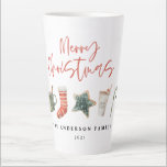 Caneca De Café Latte Aquarela Biscoito de Natal bebe canas doces Mug<br><div class="desc">Uma design de caneca festiva divertida com aquarela favoritos de inverno - chocolate quente,  cana doce,  estocagem. Feliz Natal em letra contemporânea,  perfeito para celebrar o feriado. pode ser editado,  parte de uma coleção.</div>