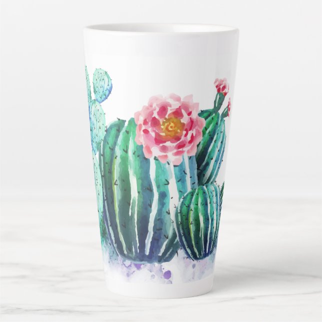 Caneca De Café Latte aquarela Cactus (Frente)