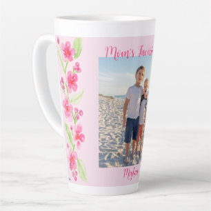 Caneca De Café Latte Aquarela Cereja Flor MOM Foto PERSONALIZAR