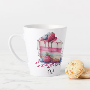 Caneca De Café Latte Aquarela Dessert Cake Oui! Caneca para café latte