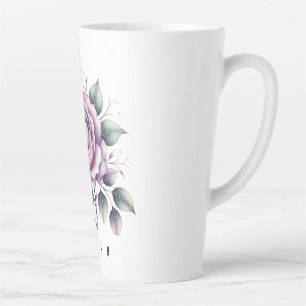 Caneca De Café Latte Aquarela elegante moderna bela rosa lavanda
