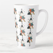 Aquarela Gatos Padrão de Árvore de Natal Whimsical