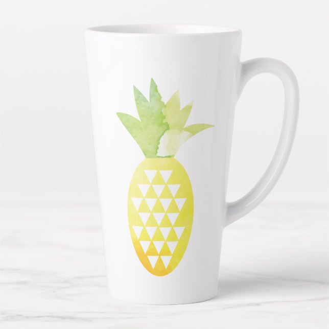 Caneca De Café Latte Aquarela Geométrica Abacaxi (Direita)