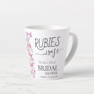 Caneca De Café Latte Aquarela Letra Feminina Rosa Rubi Chá de Bebê de N