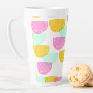 Caneca De Café Latte Aquarela Melão Rosa Verde Amarelo Padrão