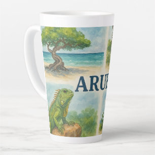 Caneca De Café Latte Aquarela multivisual de Aruba