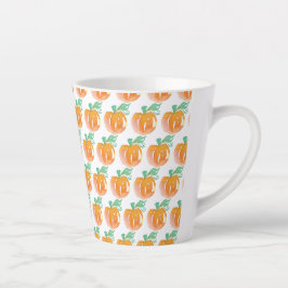 Caneca De Café Latte Aquarela Outono Abóboras Laranja Padrão 