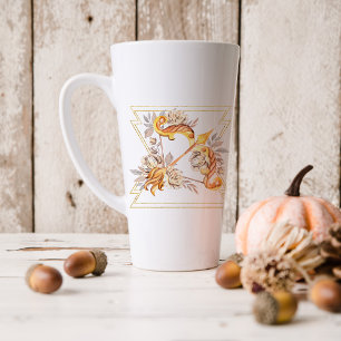 Caneca De Café Latte Aquarela Sagitário Astrologia Zodíaco Monograma