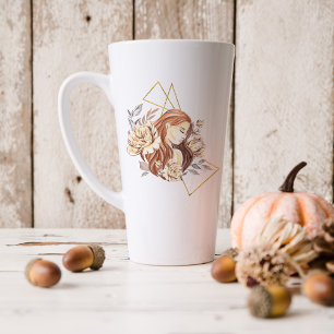 Caneca De Café Latte Aquarela Virgem Astrologia Signo do Zodíaco Mono