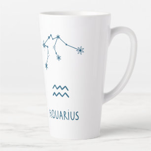 Caneca De Café Latte Aquário Astrologia Aquário Zodiac   Monograma Co