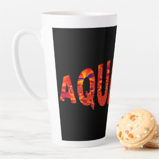 Caneca De Café Latte Aquário - Azul Amarelo Laranja-Fogo