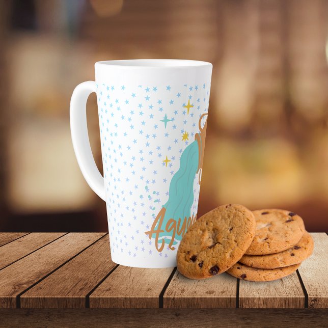 Caneca De Café Latte Aquário Moderno Bearer de Água Zodiac (Criador carregado)