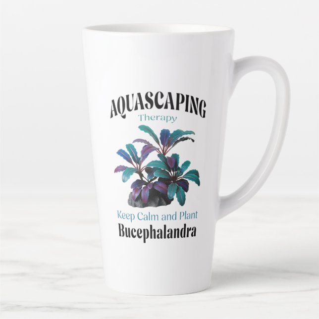 Caneca De Café Latte Aquascaping Therapy – Keep Calm and Plant Bucephal (Direita)