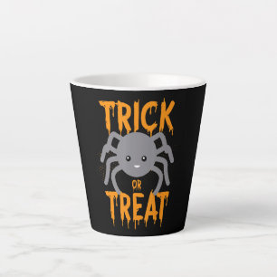 Caneca De Café Latte Aranha Gota - Truque Ou Tratamento - Halloween