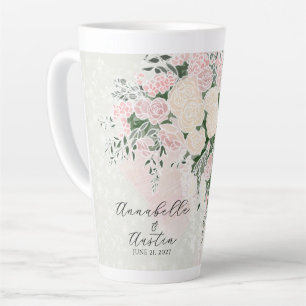 Caneca De Café Latte Arco de Rosa e Ramalhete de Wisteria de Rosa Alta