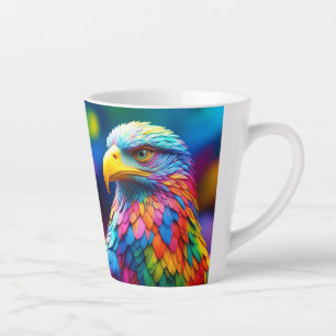 Caneca De Café Latte Arco-Íris - Águia Balda Colorida