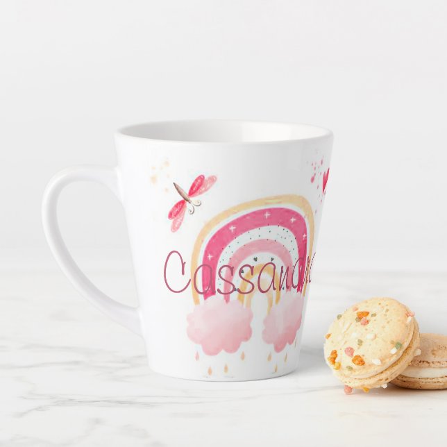 Caneca De Café Latte Arco-íris aquarela personalizado (In Situ)