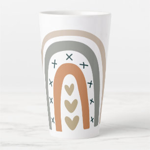 Caneca De Café Latte Arco-íris castanho cinza branca moderna