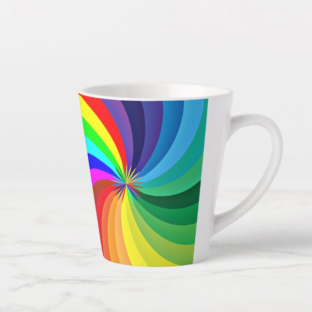 Caneca De Café Latte Arco-Íris Colorido Mandala-46556 (Direita)