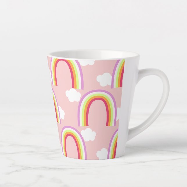 Caneca De Café Latte Arco-íris com Nuvem Rosa (Direita)