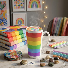 Caneca De Café Latte Arco-íris do Orgulho