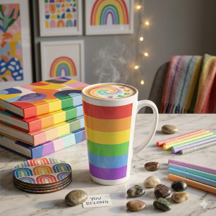 Caneca De Café Latte Arco-íris do Orgulho
