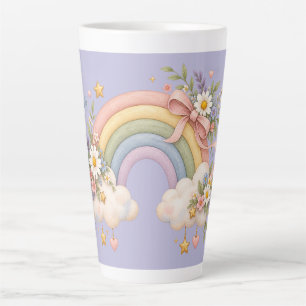 Caneca De Café Latte Arco-íris em Aquarela Presente – Nuvem Encantadora