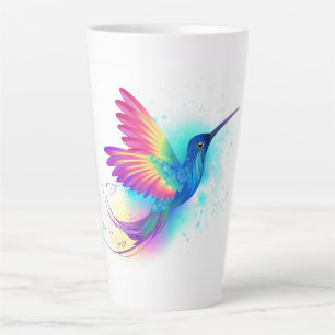 Caneca De Café Latte Arco-Íris Exótico Hummingbird