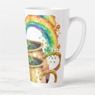 Caneca De Café Latte Arco-íris personalizado do dia de São Patrício