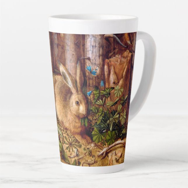 Caneca De Café Latte Areia na Floresta da Pintura do Coelho Hans Hoffma (Ângulo direito)